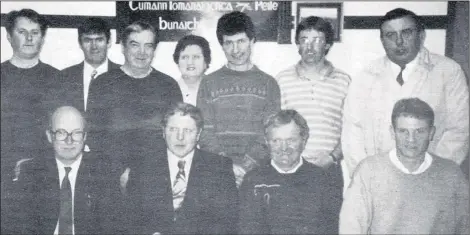  ??  ?? St Catherine’s officials from 1994. Back row l-r: John O’Mahony (PRO), John G Barry and Dick Hegarty (both vice chairmen), Babs Sheehan (field treasurer), Patsy O’Donoghue, intermedia­te hurling captain; Pat Clancy (registrar and selector) and Dave Hoare. Front row l-r: Dick Morrison (club president and treasurer), Billy O’Connell (chairman), Michael Lane (secretary) and Cathal Casey (selector).