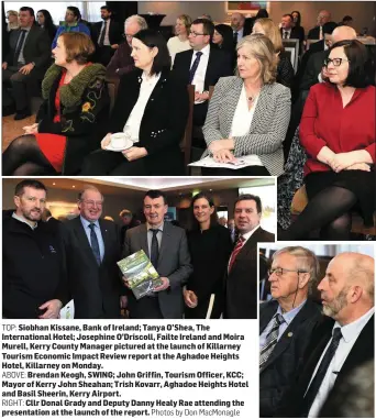  ?? TOP: ABOVE: RIGHT: Photos by Don MacMonagle ?? Siobhan Kissane, Bank of Ireland; Tanya O’Shea, The Internatio­nal Hotel; Josephine O’Driscoll, Failte Ireland and Moira Murell, Kerry County Manager pictured at the launch of Killarney Tourism Economic Impact Review report at the Aghadoe Heights Hotel,...