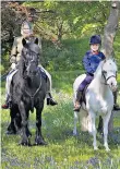  ?? ?? 2011
Pony express Riding in Windsor Great Park with her two youngest grandchild­ren, James, Viscount Severn, and Lady Louise Windsor