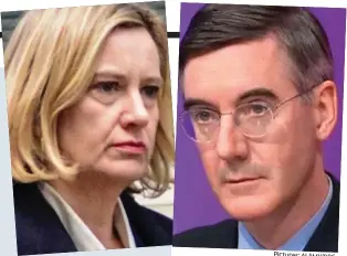  ??  ?? Drawing battle lines: Cabinet minister Amber Rudd and Brexiteer Jacob Rees-Mogg Pictures: ALAMY/BBC