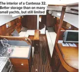  ?? The interior of a Contessa 32. Better storage than on many small yachts, but still limited ??