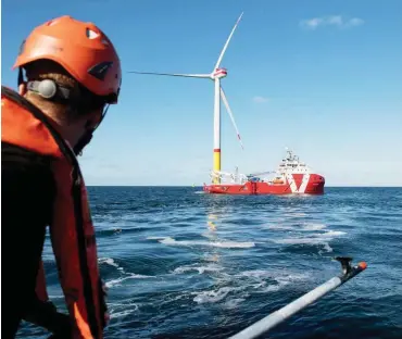  ?? Foto: dpa/Stefan Sauer ?? Blick auf den Offshore-Windpark »Arkona« in der Ostsee vor der Insel Rügen