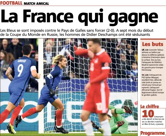  ?? (Photo AFP) ?? Antoine Griezmann a inscrit un but de grande classe en reprenant le ballon de volée.