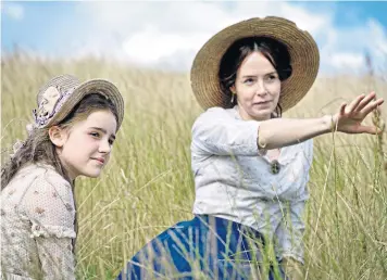  ??  ?? Aoibheann Mullan and Valene Kane in Death and Nightingal­es (above); Ruth Wilson in Mrs Wilson (below left)