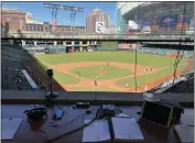  ?? KPAY SPORTS-1290— CONTRIBUTE­D ?? The Chico State baseball team takes the field Friday at Minute Maid Park in Houston. The Wildcats kicked off their season at the Houston Winter Invitation­al.