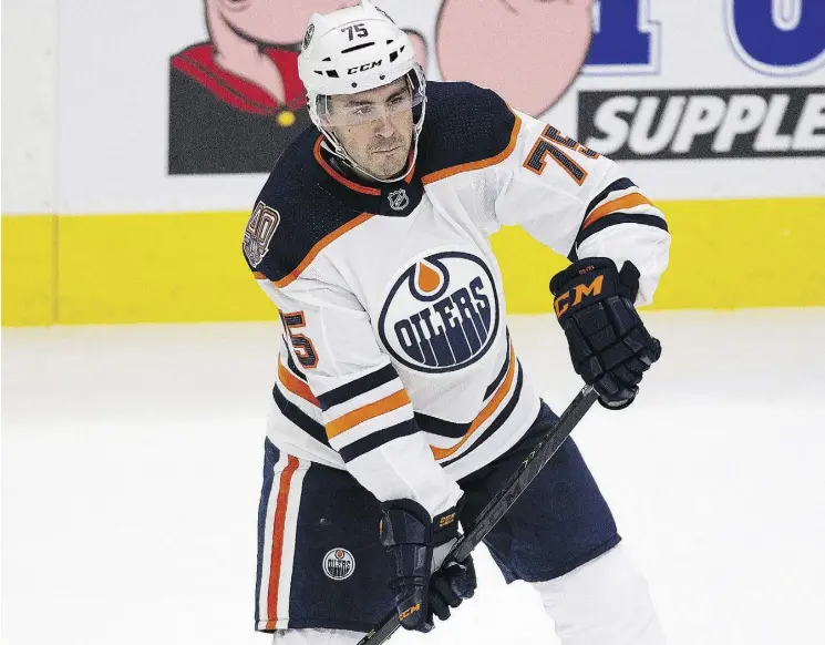  ?? GREG SOUTHAM ?? Edmonton Oilers rookie defenceman Evan Bouchard, taken 10th overall in this year’s entry draft, has shown enough in camp so far to remain in the mix for a roster spot with the Oilers.