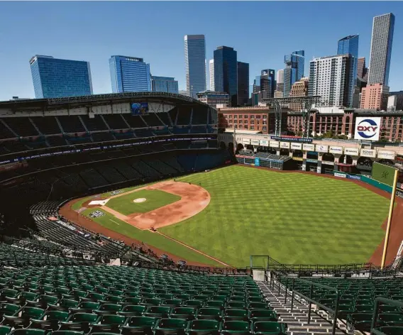  ?? Godofredo A. Vasquez / Staff photograph­er ?? Major League Baseball will start its season July 23 or 24, but there will be no fans at Minute Maid Park and other venues, at least not at the beginning of the season.