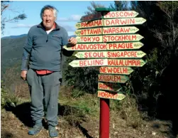  ??  ?? Above left: Yealands Family Wines sponsored the interpreta­tion project. Above right: Landowner signs and seats provide the track with its unique flavour. Middle right: Landowner Rod Eatwell with one of his signs. Below left: Senior Ranger Margot...