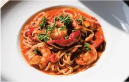  ?? VIC & ANGELO’S/COURTESY ?? Vic & Angelo’s in Delray Beach and Palm Beach Gardens crafts its new linguini shrimp fra diavolo with cherry peppers and pomodoro sauce.