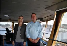  ??  ?? Lisa Johansson, projektled­are för Sjöfartsko­nvojen, och Lars Andersson, vd för Sjöfartens Arbetsgiva­reförbund, hoppas att projektet kan ge svensk sjöfart ett uppsving.