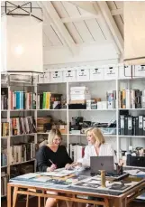  ??  ?? From top left Toni and Liv working in their library; the shared kitchen and a relaxed area at Material Creative Headquarte­rs, the girls make some notes on their HP Spectre.