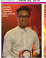  ??  ?? Kenneth Corvera's "Pep-Pep" bags second place