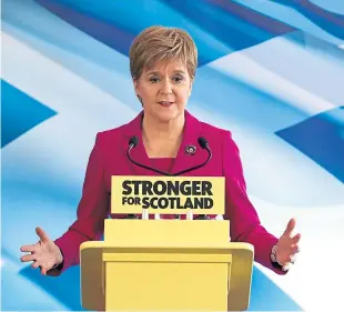  ??  ?? SNP leader Nicola Sturgeon spoke at the party’s general election campaign launch in Edinburgh yesterday. Picture: PA.