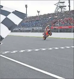  ??  ?? Marc Márquez se impone en el GP de Japón de la pasada temporada.