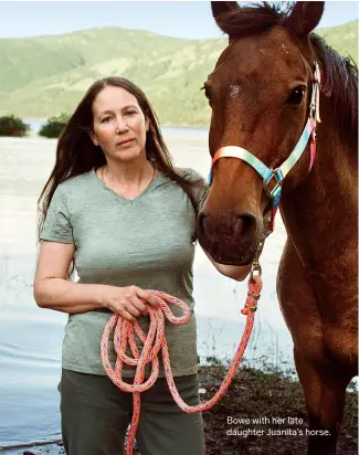  ?? ?? Bowe with her late daughter Juanita’s horse.