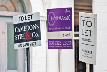  ?? ?? Signs of the times: the rental sector is feeling the strain, say agents