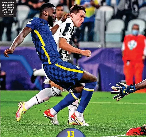  ?? GETTY IMAGES ?? No mistake: Chiesa slots past Mendy soon after the break