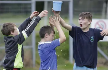  ??  ?? Tadhg, Kilian and Fintan Fanning taking part in the festival obstacle challenge.