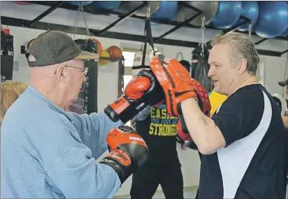  ?? ANCELENE MACKINNON/JOURNAL PIONEER ?? Don Delaney and Rick Jenkins at the Rock Steady Boxing class.