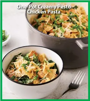 Pressreader Woman S World 2018 06 18 One Pot Creamy Pesto Chicken Pasta