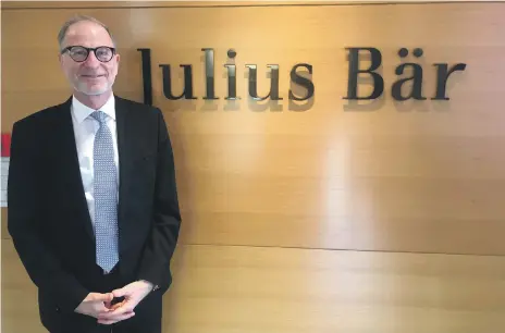  ?? Mahmoud Kassem / The National ?? Bernhard Hodler, chief executive of Julius Baer, says the UAE’s economy has become more stable