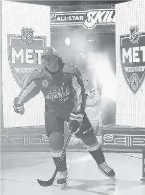  ?? BRUCE BENNETT/GETTY ?? Washington’s T. J. Oshie skates prior to the 2020 NHL All-Star Skills Competitio­n at Enterprise Center on Friday in St Louis, Missouri.