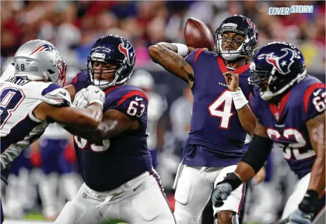  ?? Karen Warren / Houston Chronicle ?? Texans rookie QB Deshaun Watson is coming off a decorated college career, but he’ll start his NFL days by watching from the bench.