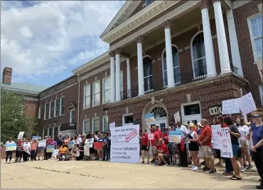  ?? EVAN BRANDT — MEDIANEWS GROUP ?? More than 120people attended a rally Monday at Pottstown Middle School to call on state Sen. Bob Mensch to support using part of the $3billion surplus to “fully fund” public education.