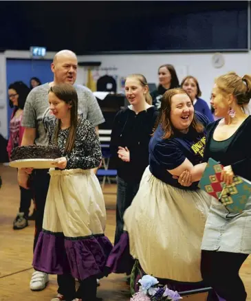  ??  ?? Actors from Lung Ha in rehearsals
for The Three
Sisters, which opens at the Traverse Theatre