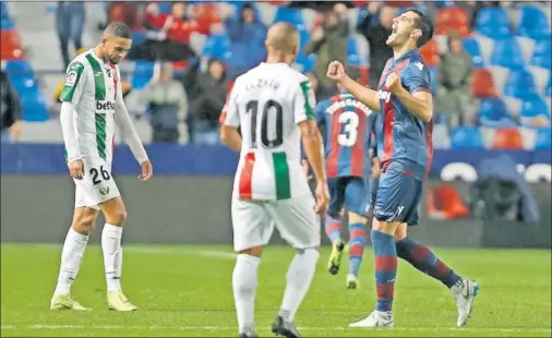  ??  ?? CUARTA SEGUIDA. El Levante sumo su cuarto triunfo consecutiv­o en esta Liga ante un Leganés que sigue siendo un mal visitante.