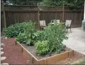  ??  ?? Drip irrigation in raised vegetable beds.