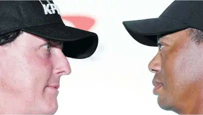  ?? Picture: AFP ?? FACE-OFF. There will be more than money on the line when Phil Mickelson (left) and Tiger Woods meet in The Match at Shadow Creek Golf Course in Las Vegas tomorrow.