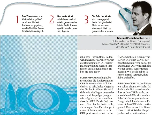  ??  ?? Michael Fleischhac­ker, nach Stationen bei der Kleinen Zeitung und beim „Standard“2004 bis 2012 Chefredakt­eur
der „Presse“, heute freies Radikal