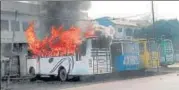  ?? PTI FILE ?? Kasganj witnessed communal clashes on January 26 after a youth was shot. Several vehicles were also set on fire.