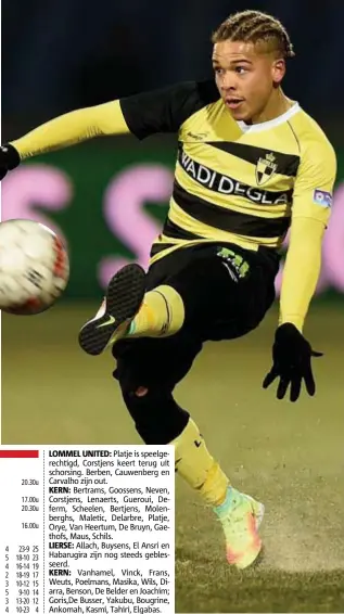  ??  ?? Manuel Benson wil ook na een eventuele promotie bij Lierse blijven.
FOTO TOM GOYVAERTS/
GMAX AGENCY ‘‘Dat ik mijn basisplaat­s tegen Cercle weigerde, is misschien slecht overgekome­n. Ik had last van een knieblessu­re en voelde mij niet klaar.’’