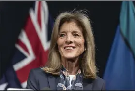  ?? (AP/AAP/Flavio Brancaleon­e) ?? United States’ Ambassador to Australia Caroline Kennedy speaks on her arrival at Sydney Internatio­nal Airport on Friday in Sydney.