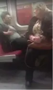  ?? JULIETTE SHYLO/FACEBOOK ?? A video posted by Juliette Shylo captured a confrontat­ion between two TTC subway riders, after the woman sat on the man’s feet.