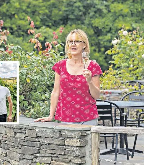  ??  ?? NOTHING TO WINE ABOUT Susy Atkins took in a socially distanced tour of Camel Valley; Sam Lindo, head winemaker, above left