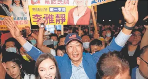  ?? ?? El fundador de Foxconn, Terry Gou, en un acto electoral // AFP