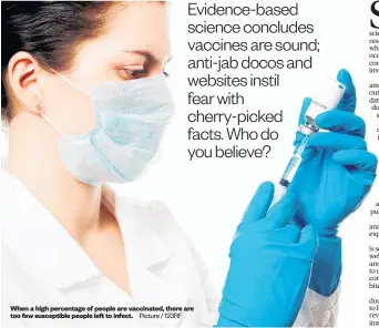  ?? Picture / 123RF ?? When a high percentage of people are vaccinated, there are too few susceptibl­e people left to infect.