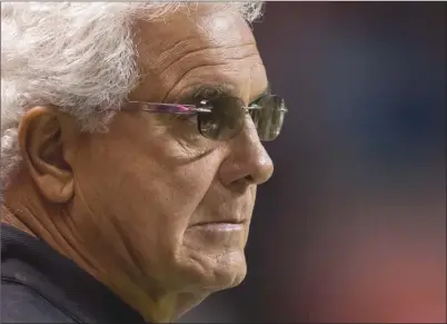  ?? The Canadian Press ?? B.C. Lions head coach Wally Buono watches from the sideline during CFL pre-season action against the Winnipeg Blue Bombers in Vancouver this past Friday. The 2018 season will be the last of Buono’s Hall-of-Fame career.