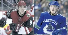  ?? AP PHOTOS ?? Arizona’s Clayton Keller, left, and Vancouver’s Brock Boeser are two of a number NHL rookies to come from U.S. college programs and make strong impression­s with their play this season.