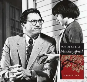  ??  ?? Gregory Peck is ‘perfect dad’ Atticus Finch and Mary Badham is Scout Finch in the 1962 film version of To Kill A Mockingbir­d. — Movie still