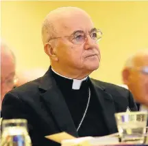  ?? CARLO MARIA VIGANO/AP ?? Acusação. Em carta, Carlo Viganò pediu a renúncia do papa