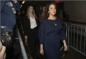 ?? RICHARD DREW — THE ASSOCIATED PRESS ?? Actress Annabella Sciorra, right, arrives as a witness in Harvey Weinstein’s rape trial in New York on Thursday.