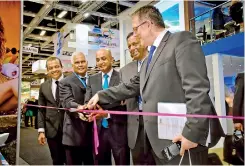  ??  ?? Minister John Amaratunga (4th from left) declared open the Amaya and The Kingsbury Exhibition stall together with (from left) Director, Head of Marketing and Sales of Amaya Resorts and The Kingsbury Denesh Silva, Chairman of Sri Lankan Tourism...