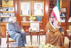  ?? KUNA photo ?? Sheikh Sabah Al-Khaled while receiving the Head of the UN Assistance Mission forIraq (UNAMI) Jan Kubis.