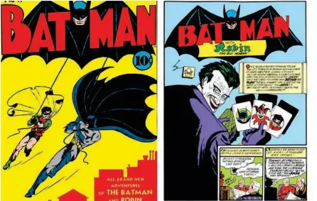  ?? CORTESÍA ?? El primer cómic en el que apareció el Joker como villano fue Batman #1.