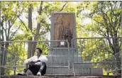  ?? EAMON QUEENEY/FOR THE WASHINGTON POST ?? The pedestal from which “Silent Sam” gazed stands empty after protesters yanked him down recently.