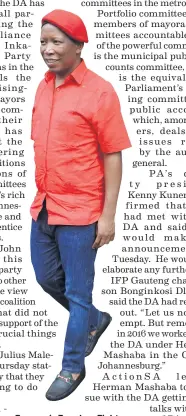  ?? /Gallo Images ?? Economic Freedom Fighters commander-in-chief Julius Malema says he wants nothing to do with the DA.